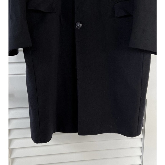 VTG Pierre Cardin Couture Mens Long Wool Top Dress Coat Overcoat Navy Blue - Picture 4 of 12